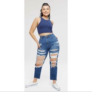 American Eagle Stretch Ripped Curvy Mom Jeans